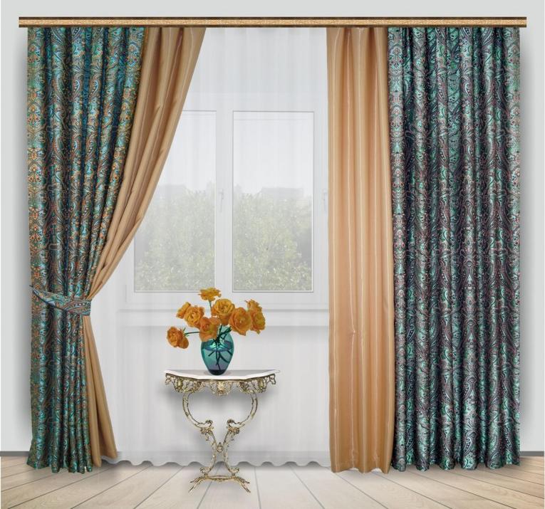 Двухцветные шторы на окне: виды, ткани, сочетания цветов, дизайн, декор